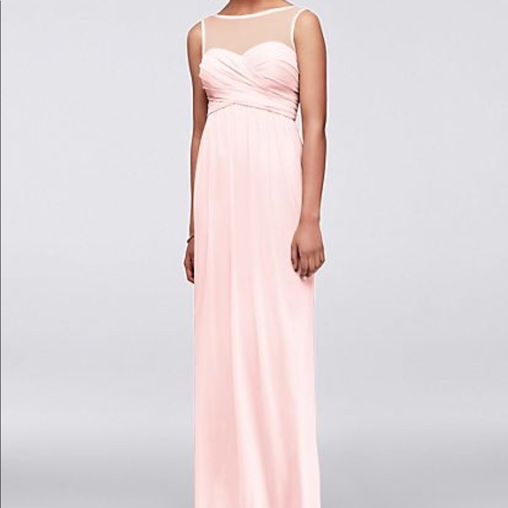 David’s Bridal Long Illusions Mesh Dress F15927